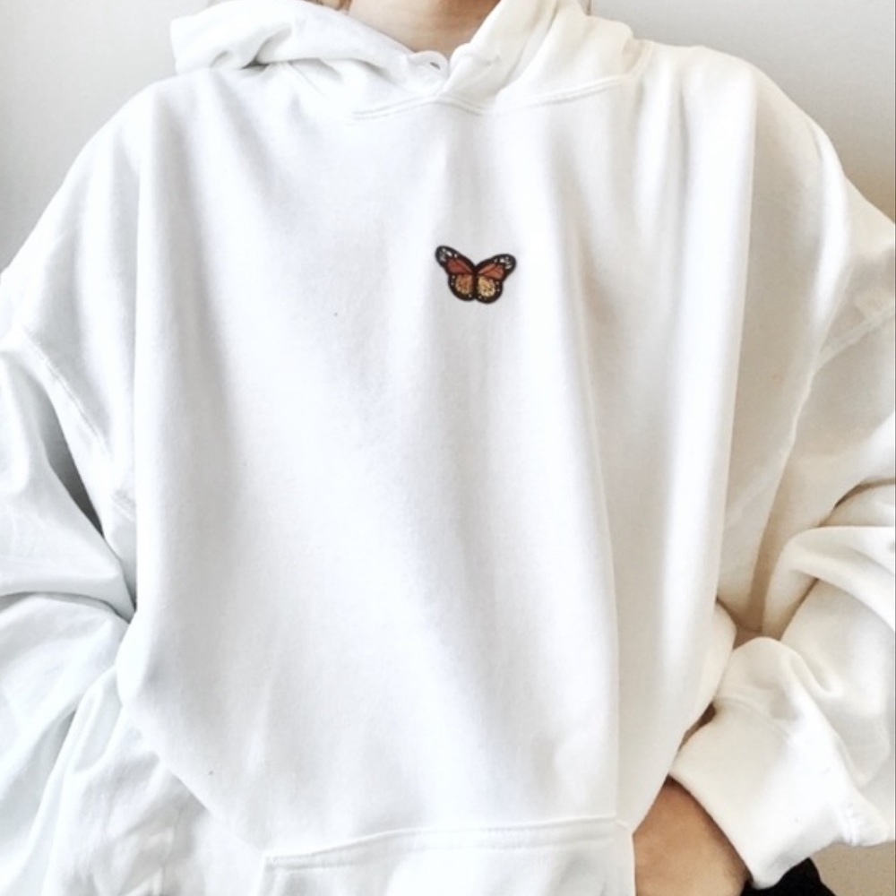 white butterfly hooded sweatshirt ♡ oversized | fairy core